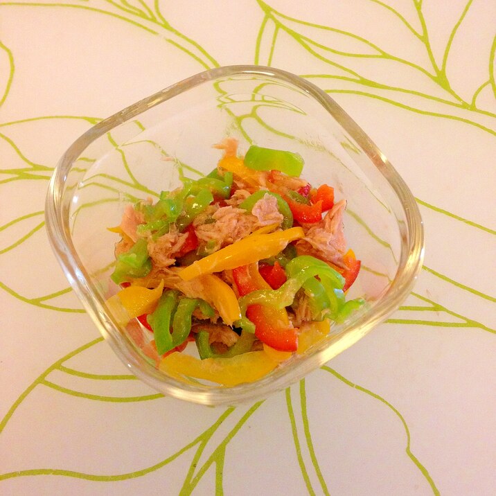 ♡3色ピーマン レンジで2分 胡麻油鶏ガラあえ♡